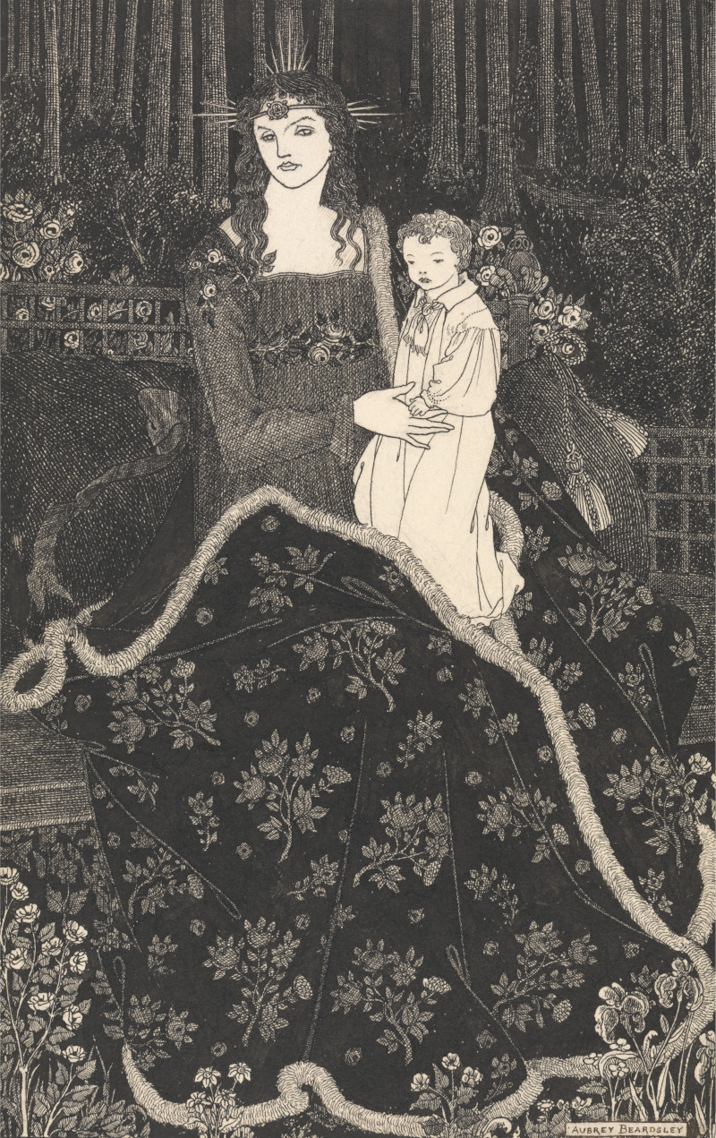 A Large Christmas Card Illustration by Aubrey Beardsley